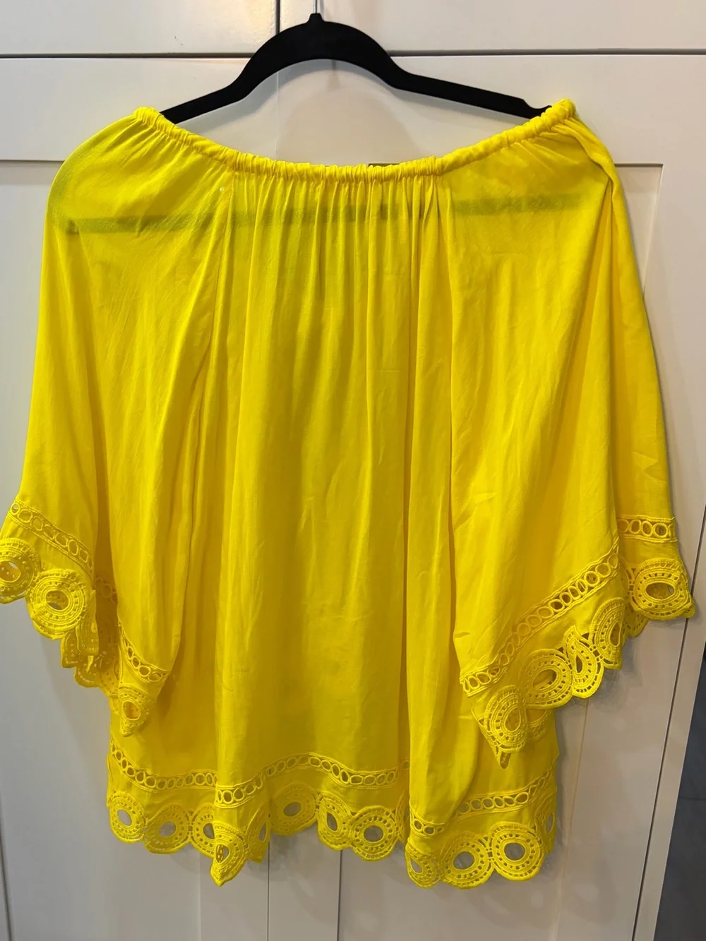 Ramy Brook Bright Yellow Eyelet-Trim Swim Coverup with Rope Tie
